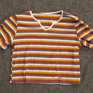VINTAGE Ribbed Rainbow Crop Top